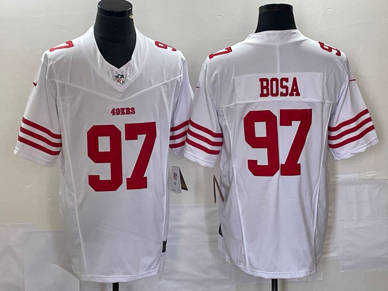 Men San Francisco 49ers #97 Bosa White 2023 Nike Vapor Limited NFL Jersey style 2